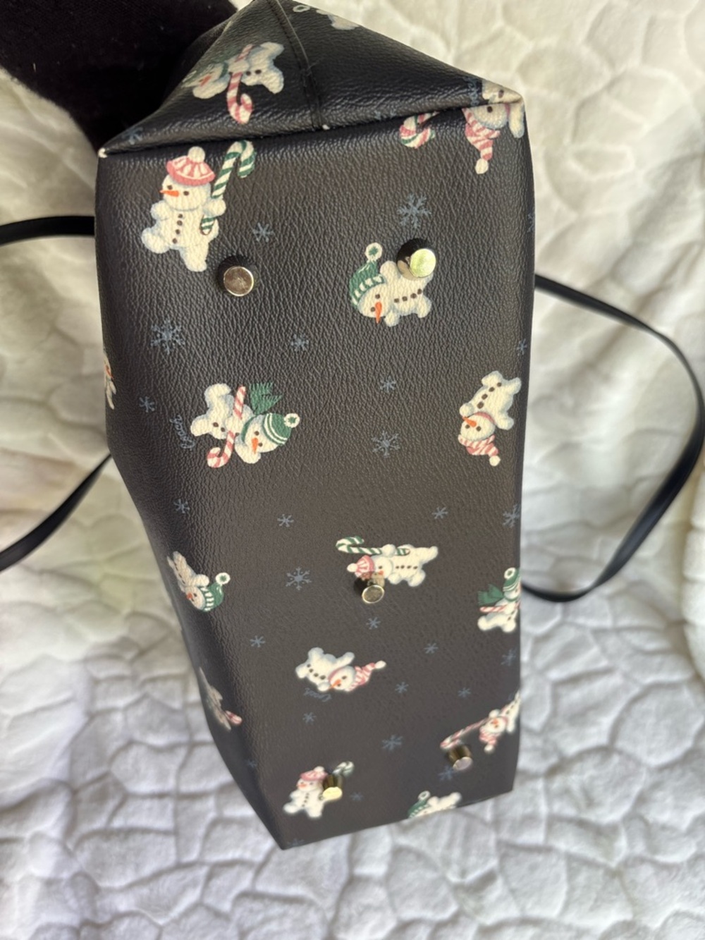 Coach Zip Top Tote Bag With Snowman Print - Picture 6 of 13